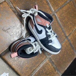 Kids Black and Pink High-Top Sneakers